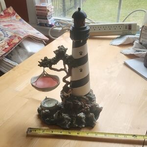 Lighthouse Table Lamp with Pink and Black Accents